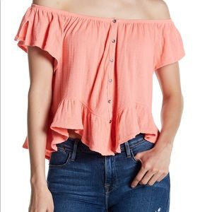 Free People Mint Julep Tee in Neon Coral